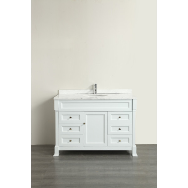 Eviva EVVN78-48 Tim 48 Inch Bathroom Vanity with White Carrera Counter-top and Porcelain Sink
