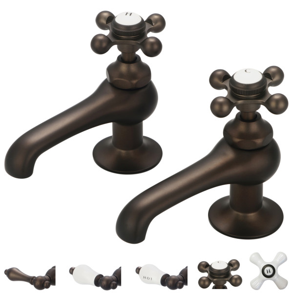 Water Creation F1-0003-..-CL Deck Mounted Brass Basin Cocks Lavatory Faucet