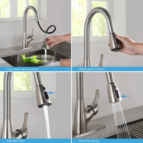 KIBI F101BN Single Handle Pull Down Kitchen Faucet