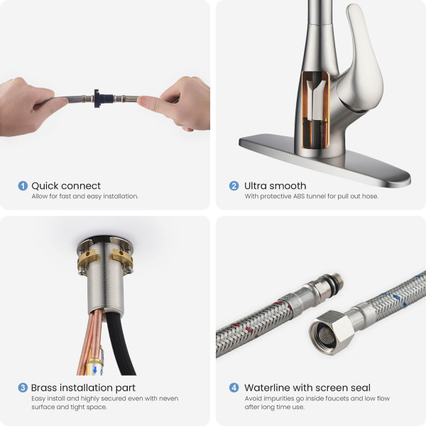 KIBI F101BN Single Handle Pull Down Kitchen Faucet