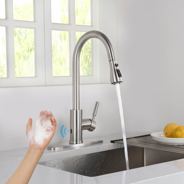 KIBI F102BN-S Single Handle Pull Down Kitchen Faucet With Touch Sensor