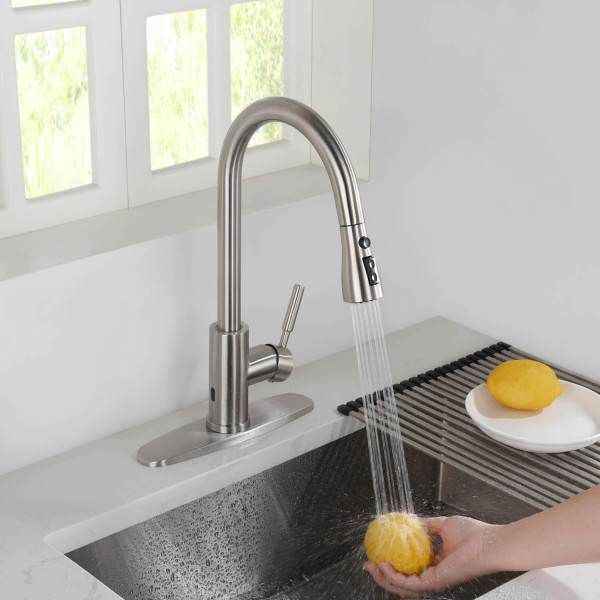 KIBI F102BN-S Single Handle Pull Down Kitchen Faucet With Touch Sensor