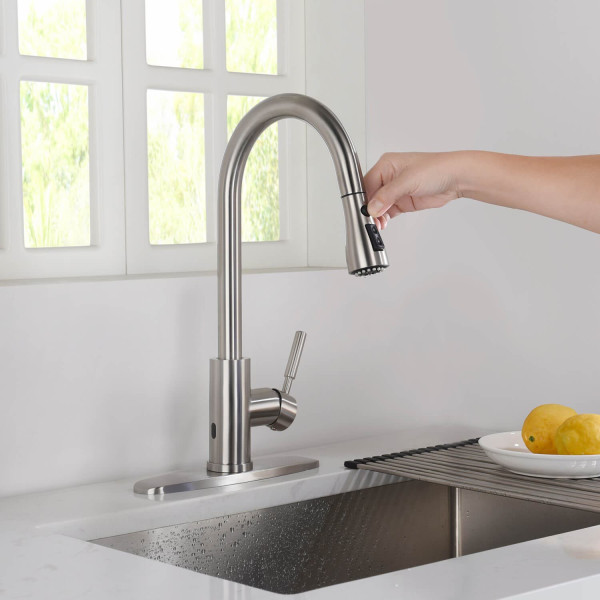 KIBI F102BN-S Single Handle Pull Down Kitchen Faucet With Touch Sensor