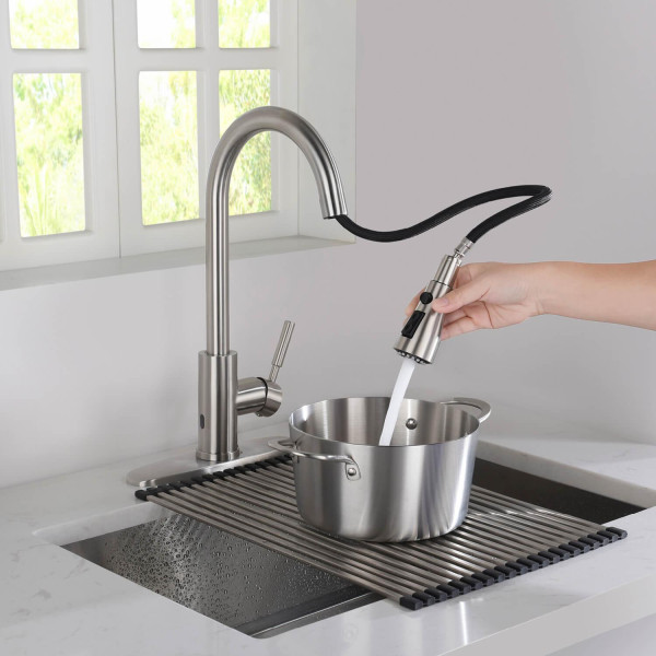 KIBI F102BN-S Single Handle Pull Down Kitchen Faucet With Touch Sensor