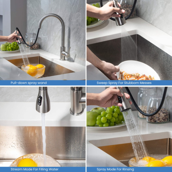 KIBI F102BN Single Handle Pull Down Kitchen Faucet