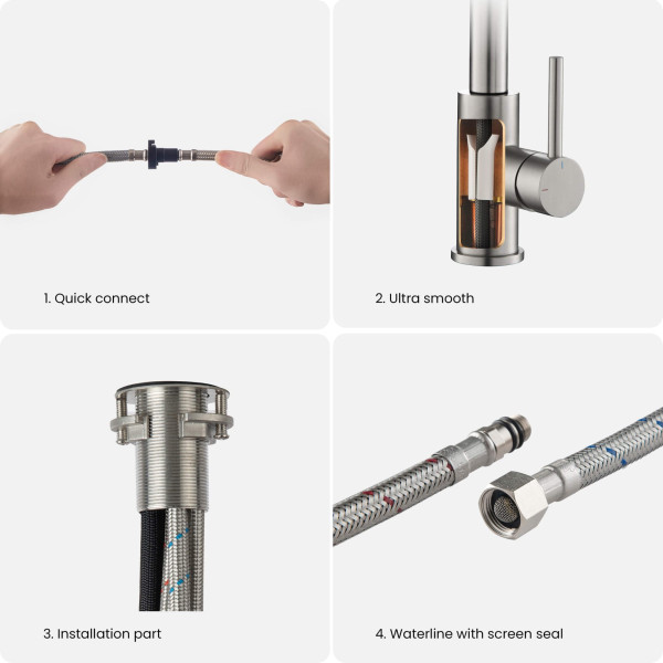 KIBI F102BN Single Handle Pull Down Kitchen Faucet