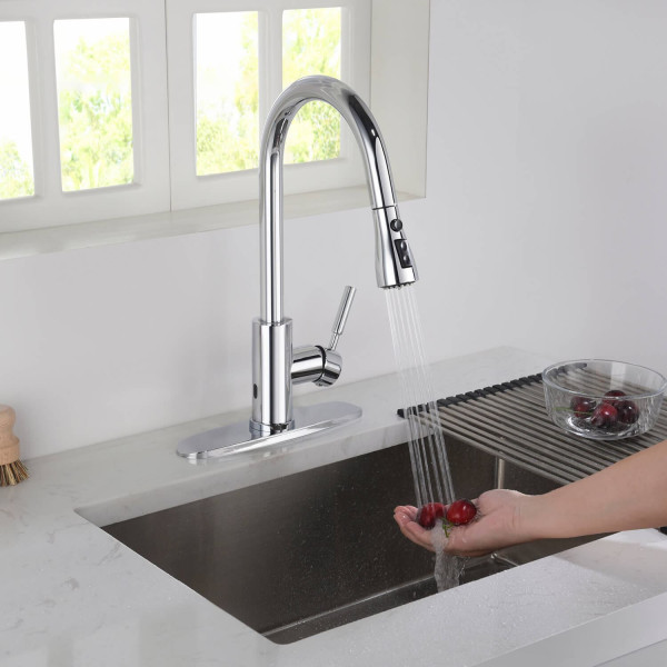 KIBI F102CH-S Single Handle Pull Down Kitchen Faucet With Touch Sensor