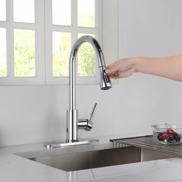 KIBI F102CH-S Single Handle Pull Down Kitchen Faucet With Touch Sensor