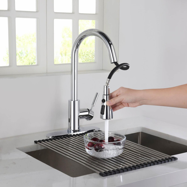 KIBI F102CH-S Single Handle Pull Down Kitchen Faucet With Touch Sensor