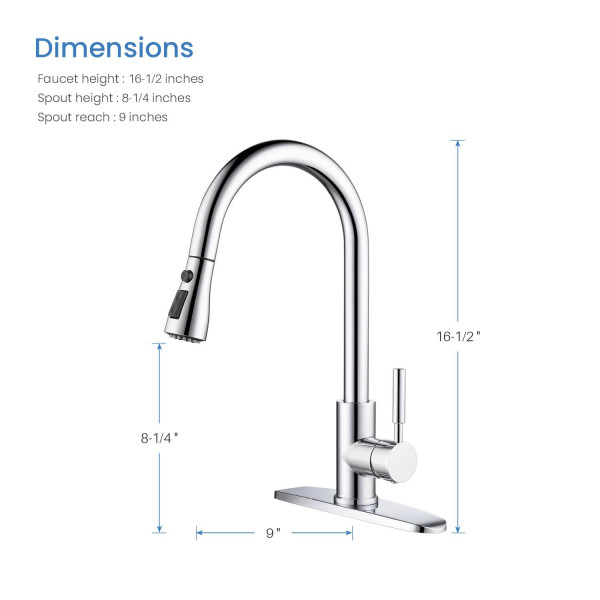 KIBI F102CH-S Single Handle Pull Down Kitchen Faucet With Touch Sensor