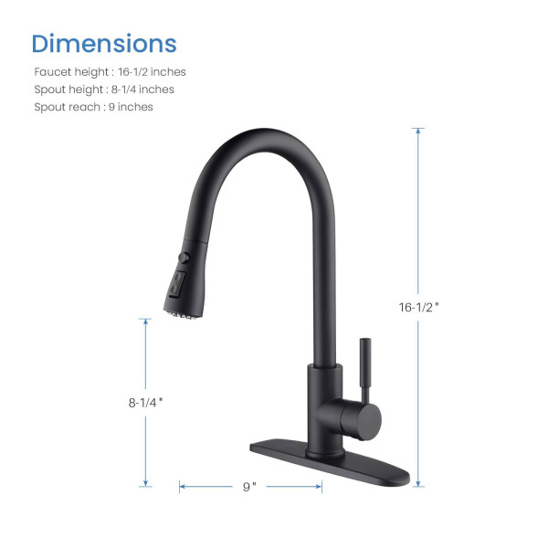 KIBI F102MB-D Single Handle Pull Down Kitchen Faucet with Deck Plate