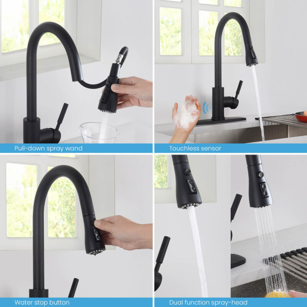 KIBI F102MB-S Single Handle Pull Down Kitchen Faucet With Touch Sensor