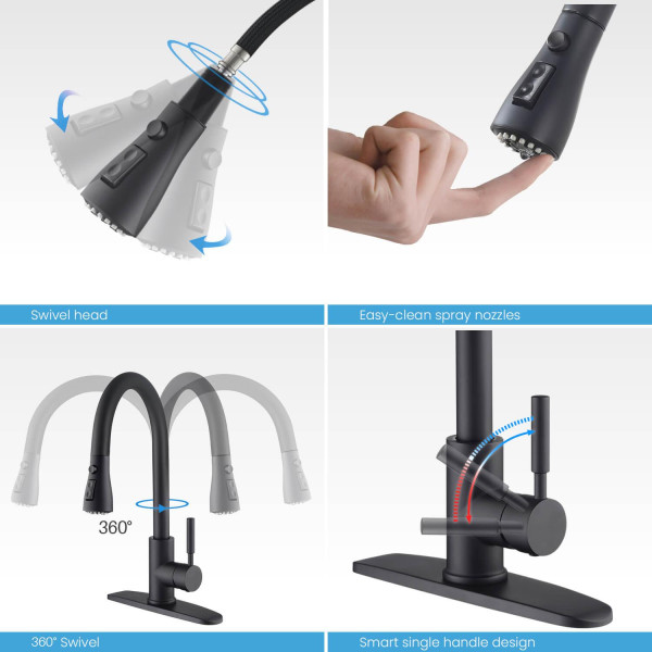 KIBI F102MB-S Single Handle Pull Down Kitchen Faucet With Touch Sensor