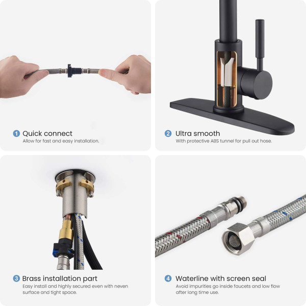 KIBI F102MB-S Single Handle Pull Down Kitchen Faucet With Touch Sensor
