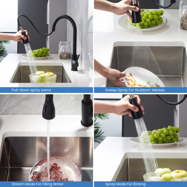 KIBI F102MB Single Handle Pull Down Kitchen Faucet