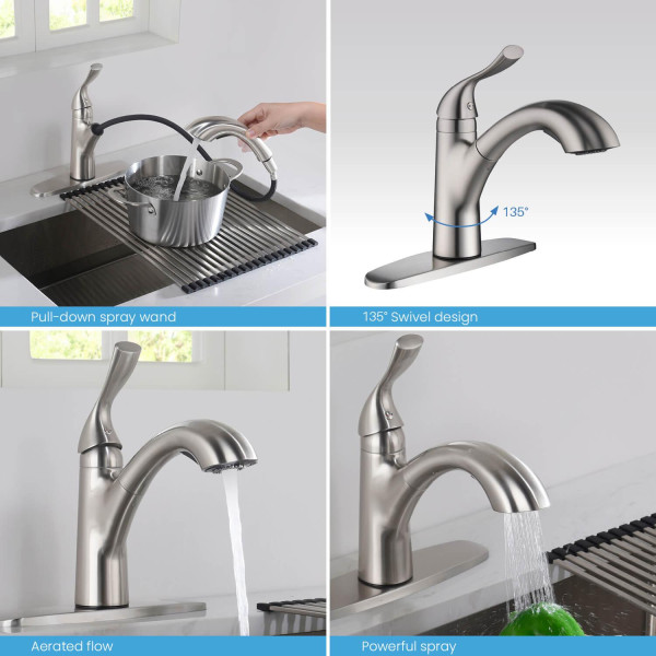 KIBI F103BN Single Handle Pull Down Kitchen Faucet