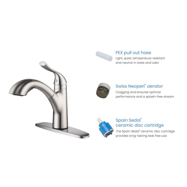 KIBI F103BN Single Handle Pull Down Kitchen Faucet