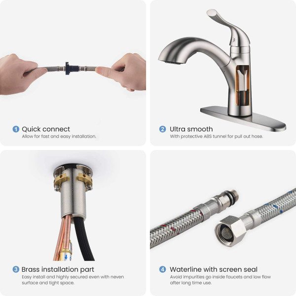 KIBI F103BN Single Handle Pull Down Kitchen Faucet