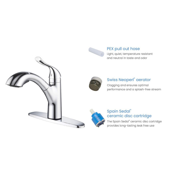 KIBI F103CH Single Handle Pull Down Kitchen Faucet