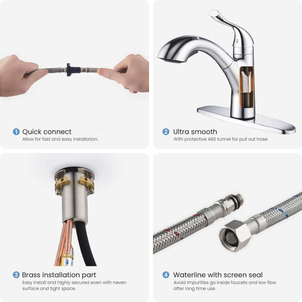 KIBI F103CH Single Handle Pull Down Kitchen Faucet