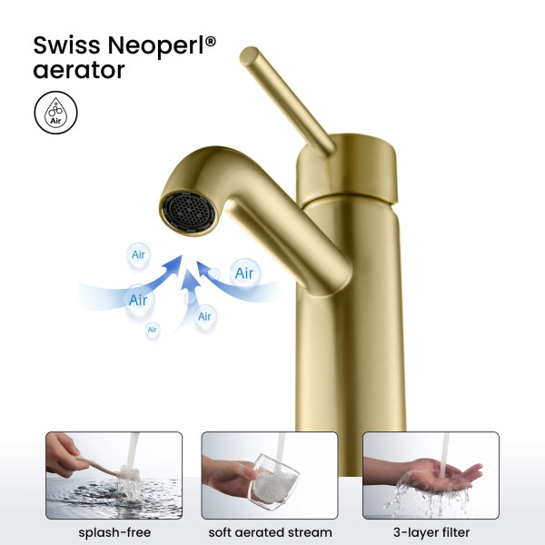 KIBI F201BG Single Handle Bathroom Sink Faucet with Pop Up Drain