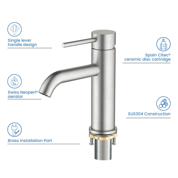 KIBI F201BN Single Handle Bathroom Sink Faucet with Pop Up Drain