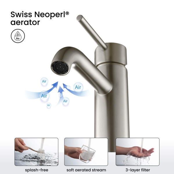 KIBI F201BN Single Handle Bathroom Sink Faucet with Pop Up Drain