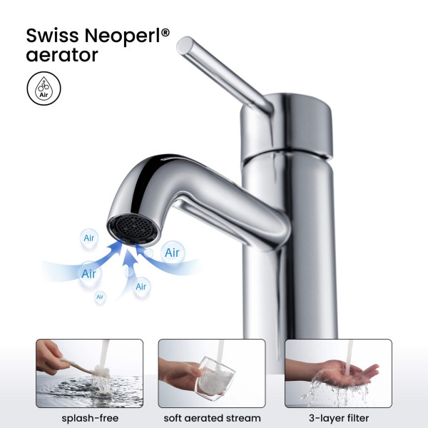 KIBI F201CH Single Handle Bathroom Sink Faucet with Pop Up Drain