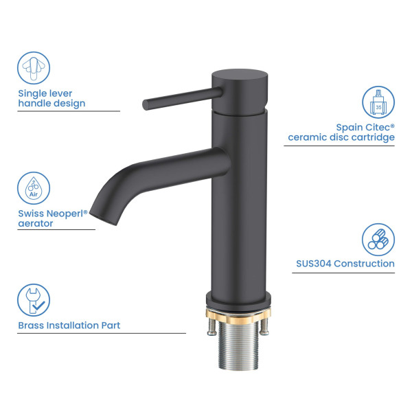 KIBI F201MB Single Handle Bathroom Sink Faucet with Pop Up Drain
