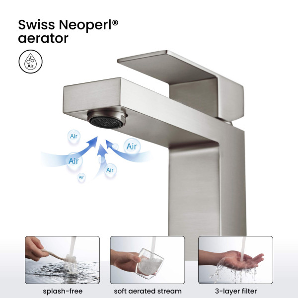 KIBI F202BN Single Handle Bathroom Sink Faucet with Pop Up Drain