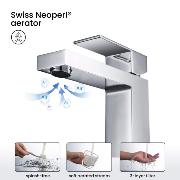 KIBI F202CH Single Handle Bathroom Sink Faucet with Pop Up Drain