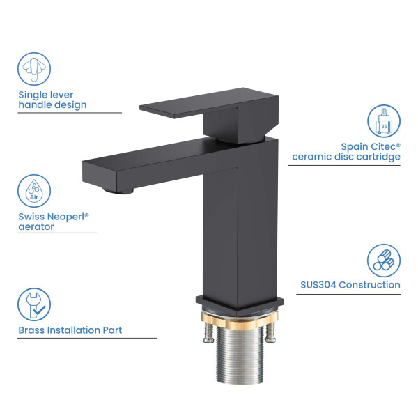 KIBI F202MB Single Handle Bathroom Sink Faucet with Pop Up Drain
