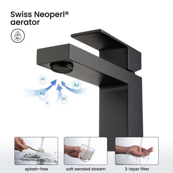 KIBI F202MB Single Handle Bathroom Sink Faucet with Pop Up Drain
