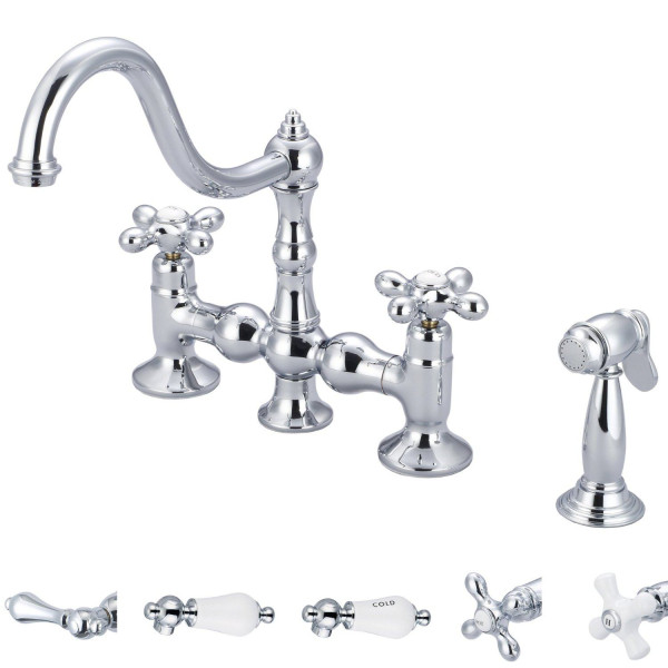 Water Creation F5-0010-..-AL Centerset Two Handle Side Spray Kitchen Faucet