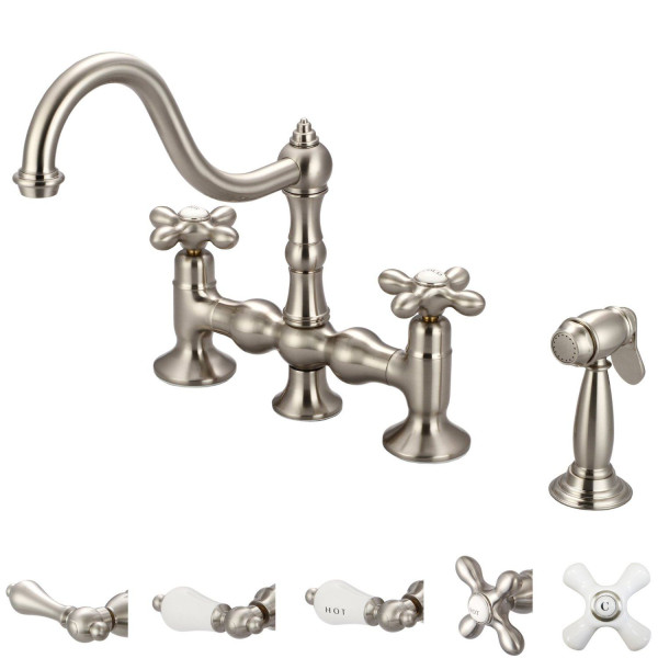 Water Creation F5-0010-..-AL Centerset Two Handle Side Spray Kitchen Faucet