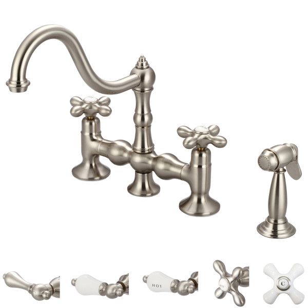 Water Creation F5-0010-..-AX Bridge Style Kitchen Faucet with Side Spray