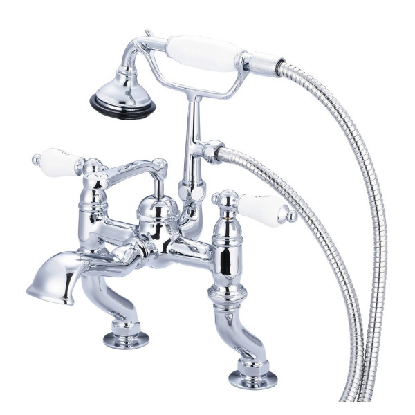 Water Creation F6-0004-..-CL Deck Mounted Tub Faucet With Porcelain Levers