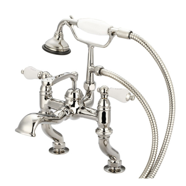 Water Creation F6-0004-..-CL Deck Mounted Tub Faucet With Porcelain Levers