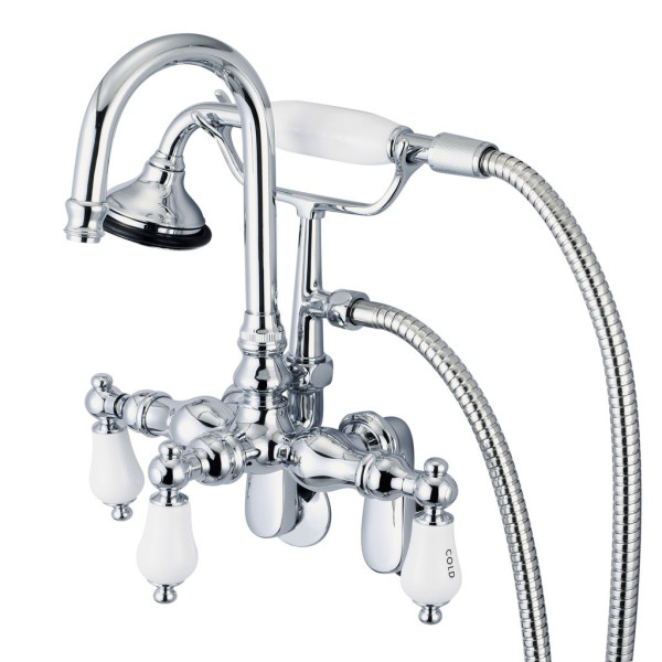 Water Creation F6-0011-..-CL Gooseneck Spout Bathtub Faucet With Handshower