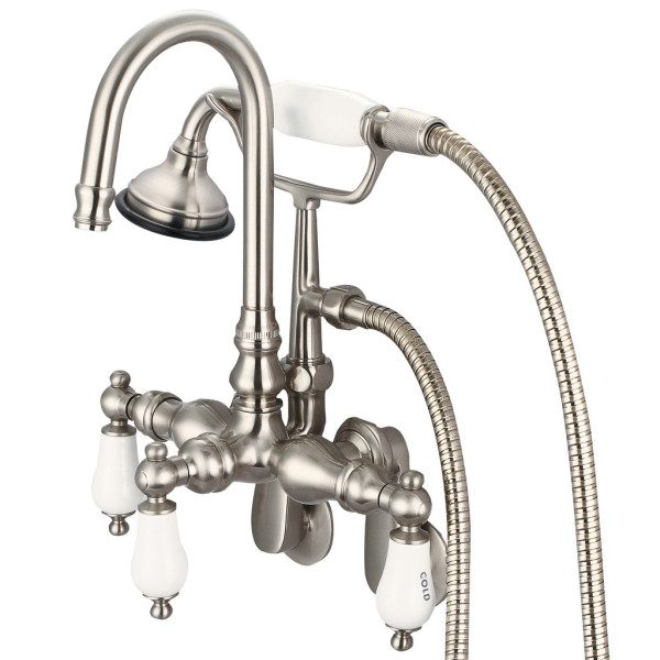 Water Creation F6-0011-..-CL Gooseneck Spout Bathtub Faucet With Handshower