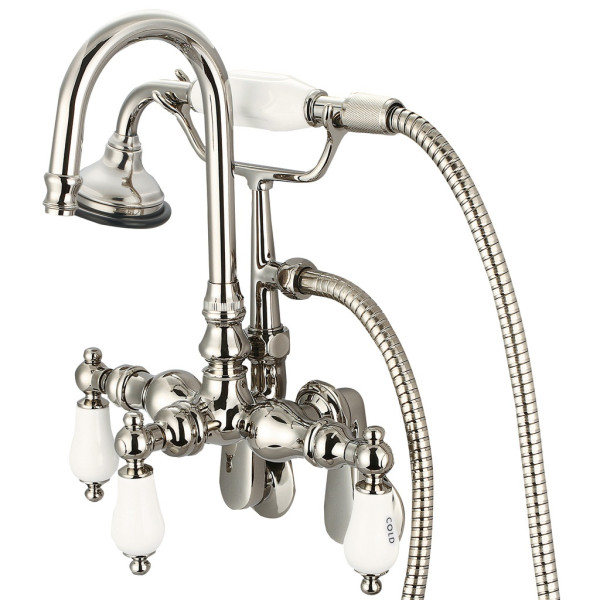 Water Creation F6-0011-..-CL Gooseneck Spout Bathtub Faucet With Handshower