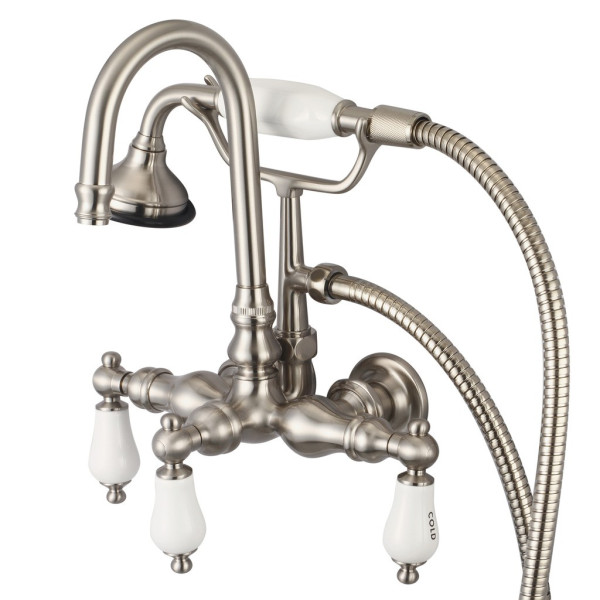 Water Creation F6-0012-..-CL Vintage Classic Wallmount Gooseneck Tub Faucet