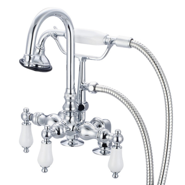 Water Creation F6-0013-..-PL Tub Faucet with Handheld and Porcelain Lever 