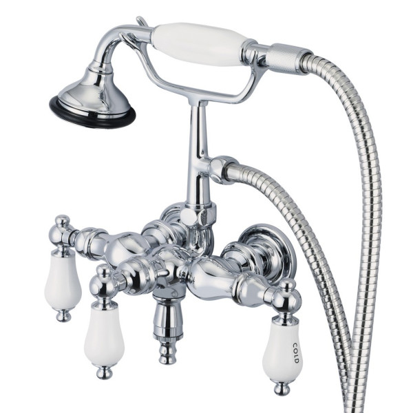Water Creation F6-0017-..-CL 3 Labeled Porcelain Lever Handle Tub Faucet
