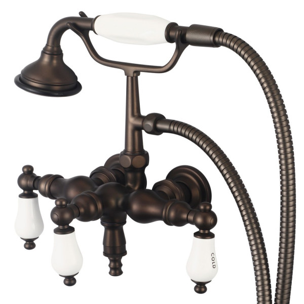 Water Creation F6-0017-..-CL 3 Labeled Porcelain Lever Handle Tub Faucet
