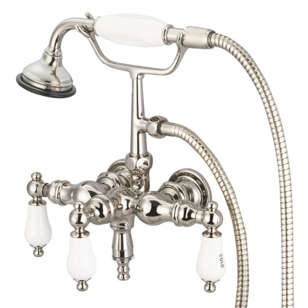 Water Creation F6-0017-..-CL 3 Labeled Porcelain Lever Handle Tub Faucet