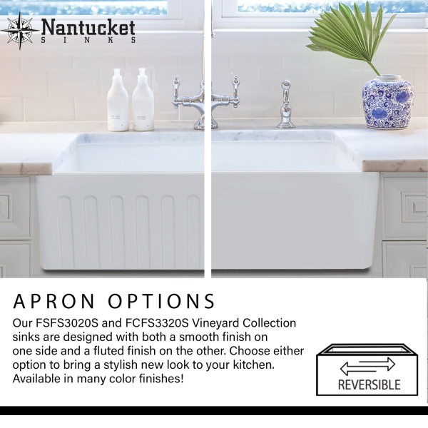 Nantucket Sinks FCFS3320S-ACCIAIO 33" Farm Fireclay Sink In Iridescent