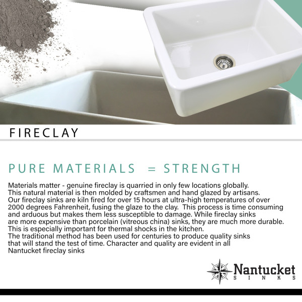 Nantucket Sinks T-FCFS36 Farmhouse Fireclay Sink with Offset Drain and Grid