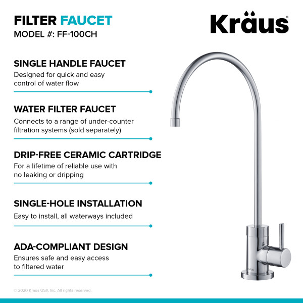 Kraus FF-100 Purita™ 100% Lead-Free Kitchen Water Filter Faucet