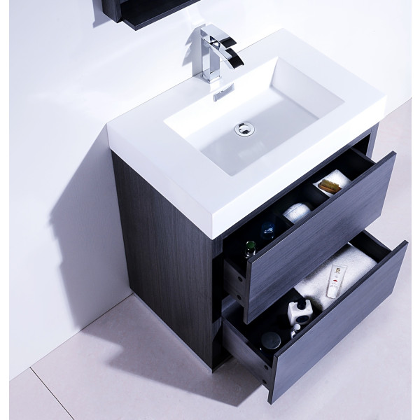 KubeBath FMB30 Bliss 30" High FLoor Mounted Modern Bathroom Vanity